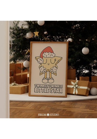 Retro Yıldız Noel Duvar Sanatı