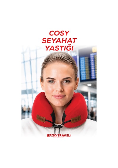 Viscofoam Cosy Ortopedik Seyahat Yastığı Visco Boyun Destekli Seyahat Yastığı - Kırmızı | Ergo Travel