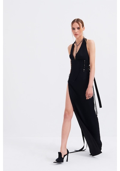 Fashion Cocktail Kemerli Püsküllü Yırtmaçlı Gotik Uzun Gece Abiye Mezuniyet Düğün Elbise Siyah Fashion Cocktail Kemerli Püsküllü Yırtmaçlı Gotik Uzun Gece Abiye Mezuniyet Düğün Elbise Siyah