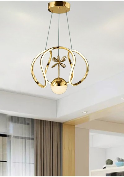 Helix Modern Led Avize - 3 Renk Işıklı Salon, Mutfak, Uyumlu Led Avize Gold
