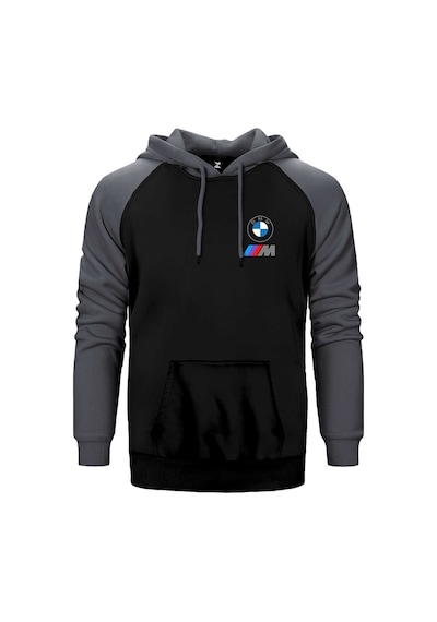 Bmw Logo M Power Gri Renk Reglan Kol Kapşonlu Sweatshirt Gri