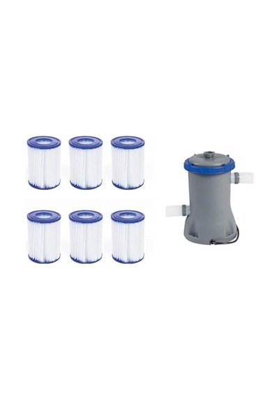 Ayrex Bestway İntex Havuzlarla Uyumlu 58383 + 58094 2006lt Devirdaim Motoru Filtre Seti Bw716