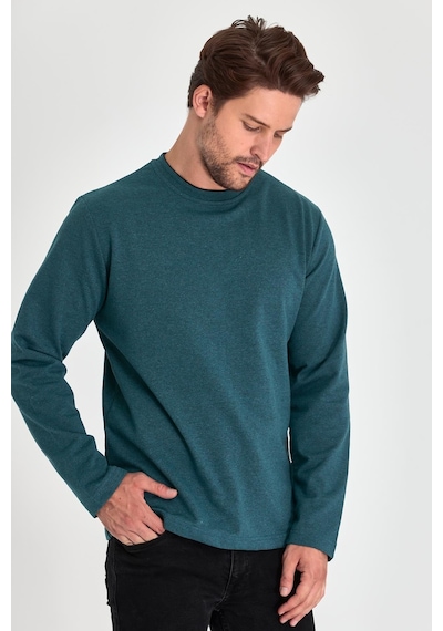 Comeor Erkek Petrol Çift Bisiklet Yaka Standart Rahat Kesim Sweatshirt Cmrb68-petrol