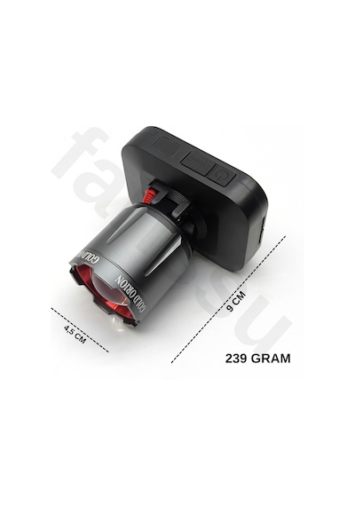 R9808 Şarjlı Kafa Lambası - 50w 5000 Lümen Güçlü Led Fener, Zoom Özellikli, 3 Modlu Powerbank Siyah