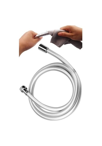 5 Fonksiyonlu  Yüksek Basınçlı Ayarlanabilir Pvc Banyo Duş Hortumu Dayanıklı Duş Başlığı Seti Krom Gümüş