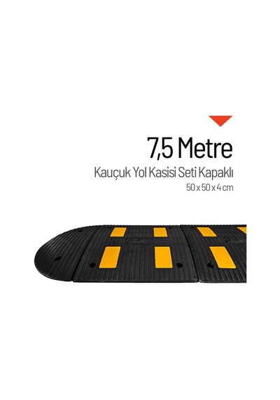 Reflektifli Kauçuk Hız Kesici 4 Bantlı - 7,5 Metre Set-4091