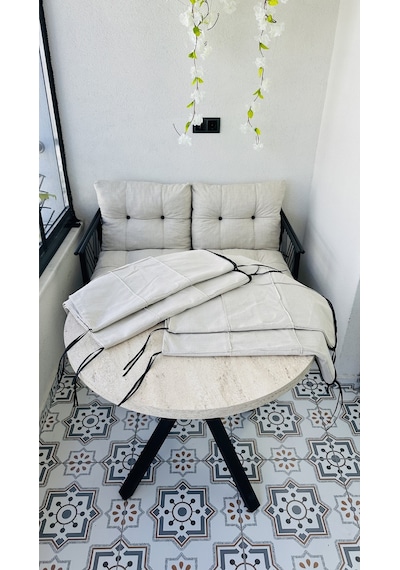 Bahçe Balkon Takımı Minder Kılıfı 1 Adet Krem