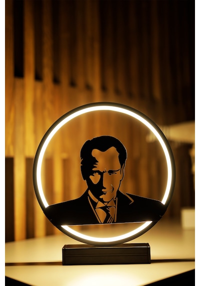 Modern Atatürk Portre Metal Led Masa Lambası Dekoratif Gece Lambası Özel Tasarım Işıklı Obje Mustafakemal