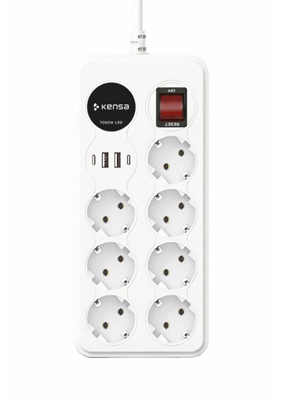 Akım Korumalı Priz 7'li + 2x Usb-a + 2x Usb-c 2 Metre Kablo 0 - 2 M