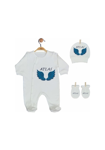 Pia Baby Gl 2204 İsme Özel Beşli Tulum Set Mavi