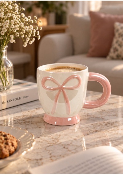 Perle Lüsterli Pembe Porselen Kupa 440 Ml-7748 Çok Renkli