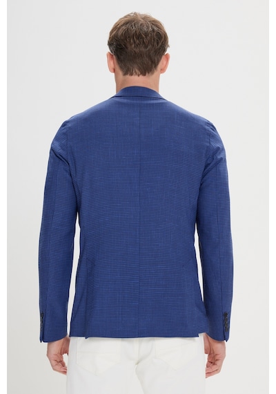 AC&Co / Altınyıldız Classics Erkek Slim Fit Dar Kesim Desenli Kırlangıç Yaka Ceket Lacivert