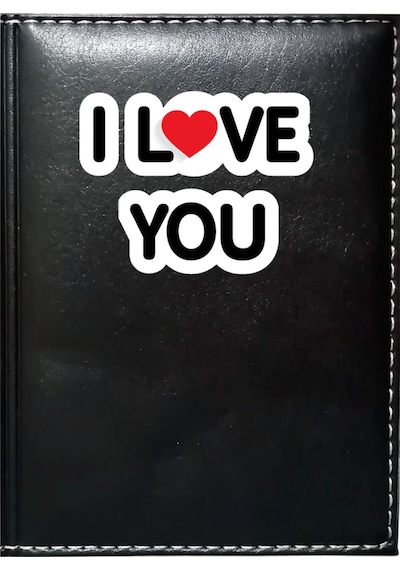 Promosyon Denizi I Love You 1 Görselli Siyah Ruhsat Kabı