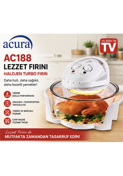Acura AC188 1400 W Halojen Lezzet Cam Turbo Fırın