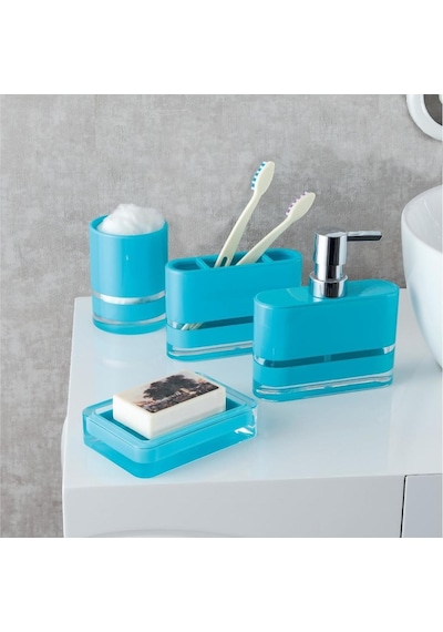 Nalu Float Set Üstü Banyo Aksesuarları 4 Parça Mavi