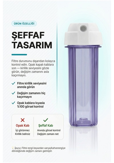 10" 1/4 Giriş Çıkış Bağlantı Şeffaf Filitre Housıng