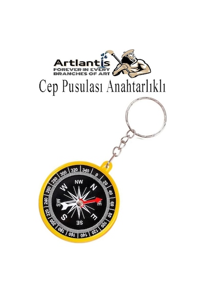 Pusula Anahtarlık Renkli 1 Adet Küçük Pusula Okul Deney Gezi Cep Pusulası Manyetik Pusula Plastik Öğrenci Sarı