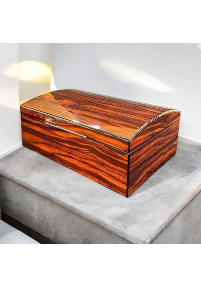 Lubinski İtaly Bombeli Humidor Puro Kutusu Maun 100's