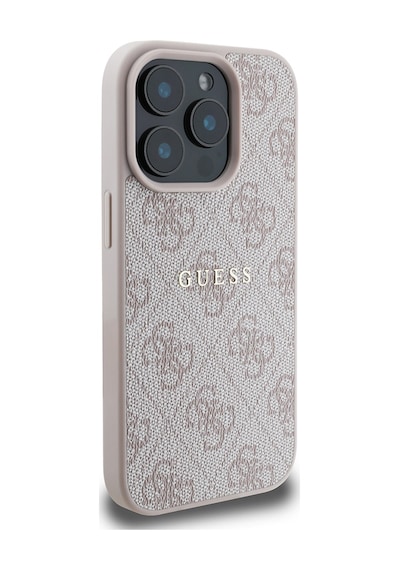 Apple Uyumlu iPhone 15 Pro Kılıf Guess Lisanslı Magsafe Şarj Özellikli 4g Desen Yazı Logolu Kapak Pembe