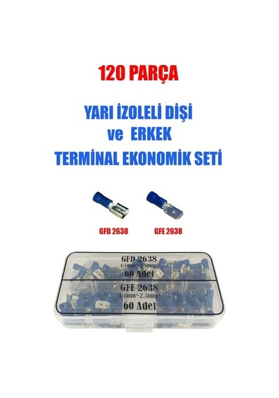 120 Parça Izoleli Dişi Ve Erkek Terminal Ekonomik Seti