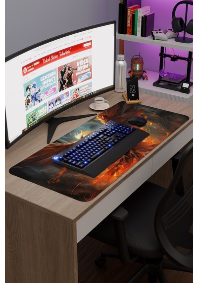 Anka Kuşu Kaymaz Dikişli Kauçuk Oyuncu Mousepad V5 - 90x40 Xxl Gaming Mouse Pad Fare Altlığı