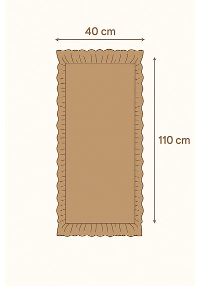 Naturel Kahve Fırfırlı Keten Runner - 40x110 Cm Kahverengi