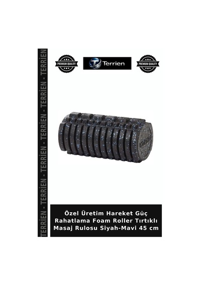 Özel Üretim Hareket Güç Rahatlama Foam Roller Tırtıklı Masaj Rulosu Siyah-mavi 45 Cm Siyah - Mavi