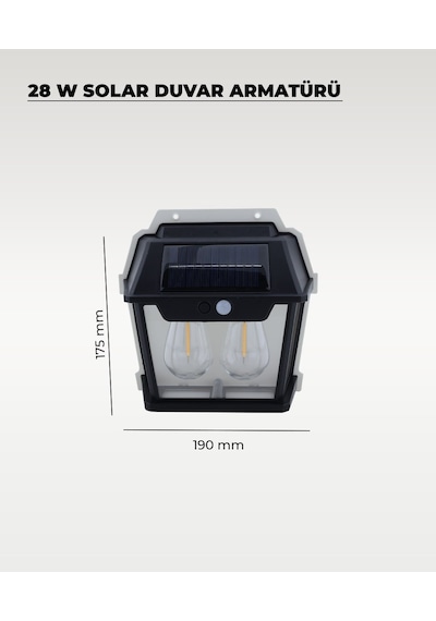 28w Dekoratif Çift Ampullü Solar Aplik 3200k Sarı Işık 1 ADET