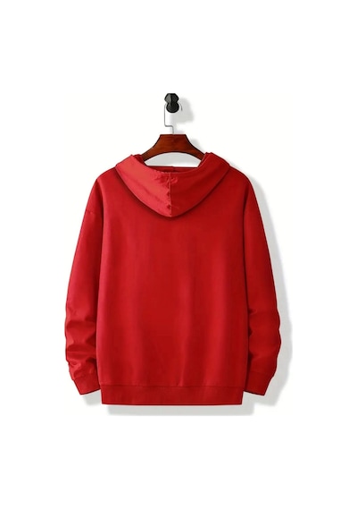 Medinenur Palmiye Baskılı Cepli Kapüşonlu Sweatshirt Kırmızı