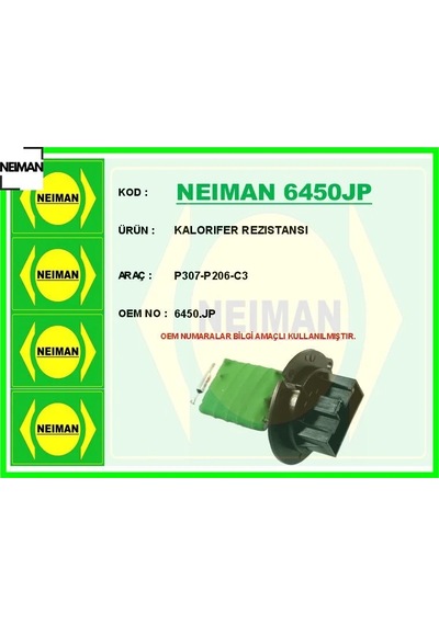 Kalorıfer Rezıstansı 307-206-c3 Neıman 6450.jp