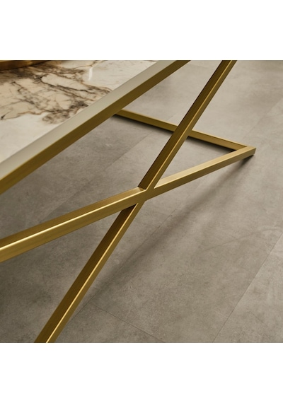 Venedik Gold Metal Ayaklı Mermer Desenli Orta Sehpa