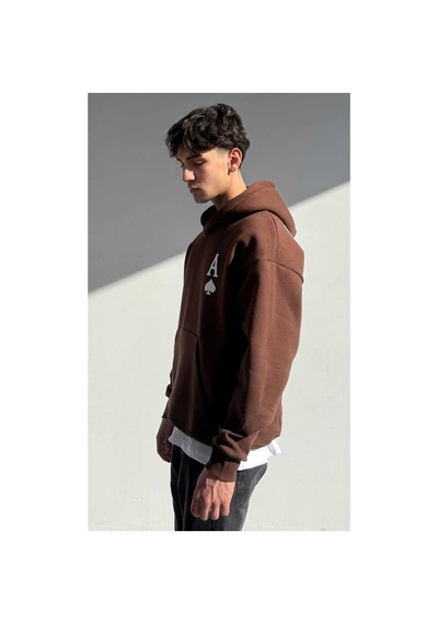 Zaee A Baskılı Oversize Premium Sweatshirt Kahverengi