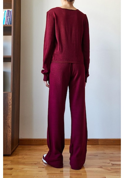 Shade Kadın Beli Cırt Detaylı Basic Triko Alt-üst Takım 60651006 - Bordo