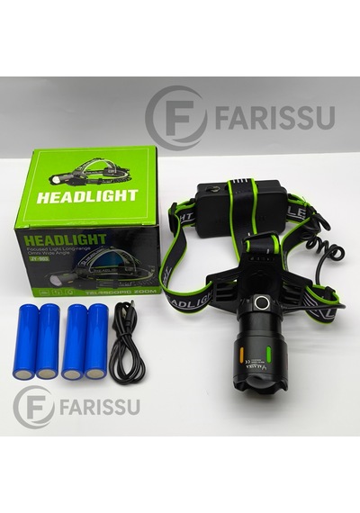 30w Ultra Güçlü Led Kafa Lambası 4 Adet Pilli - Yedek Bataryalı Set - 3000 Lümen 1000m Menzil Siyah