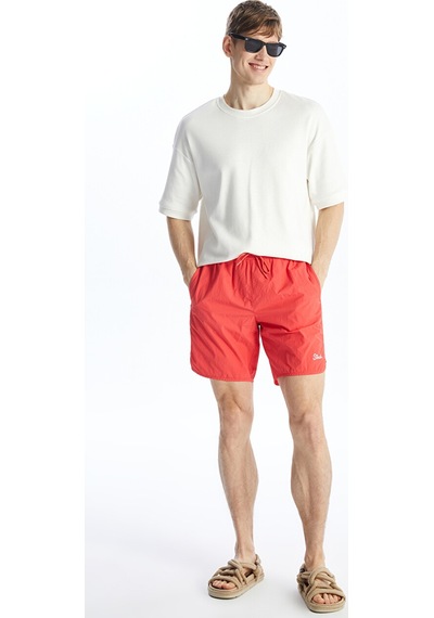 Lcw Swımwear Kırmızı Kısa Boy Baskılı Erkek Deniz Şortu