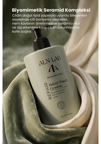 Aln Nab Velvet Touch Ceramide El & Vücut Losyonu 500 Ml Biyomimetik Seramid Kompleksi Ve Pentavitin Destekli Bariyer Onarıcı Yoğun Nemlendirici