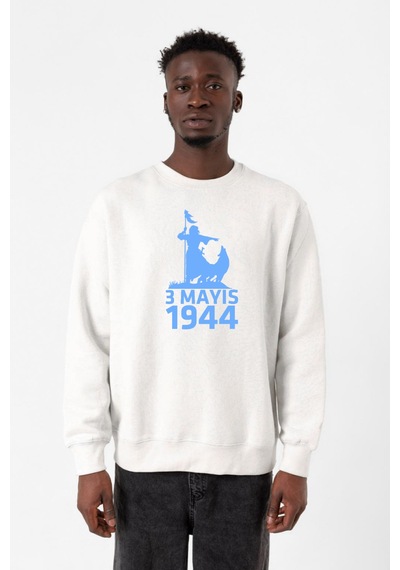 3 Mayıs Türkçülük Günü Beyaz Erkek 2ip Sweatshirt 001