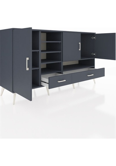 Kronos Konsol 8 Raflı 2 Çekmeceli 3 Kapaklı 176x59x99 Antrasit-an Antrasit-antrasit