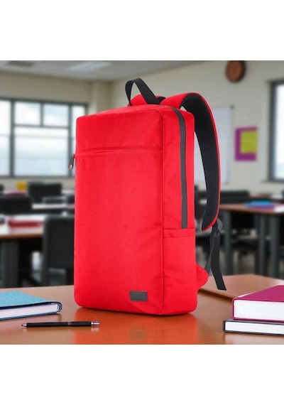 Classone Mila Pr-ek102 15,6' Su Geçirmez Kumaş Fermuar Okul Sırt Çantası Kirmizi