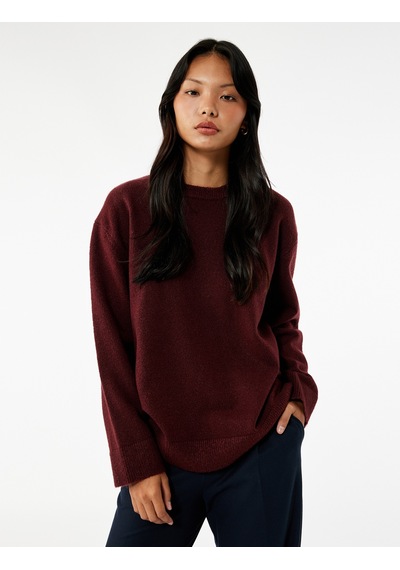Koton Uzun Kollu Bisiklet Yaka Basic Triko Kazak Bordo 6wal90130ht Bordo
