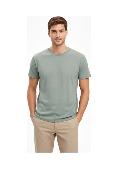 Barlashive Erkek Bisiklet Yaka Yazlık Kısa Kol Düz Tişört Regular Kalıp T-shirt - Mint Yeşili Çok Renkli