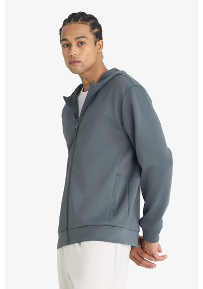 Defacto Standart Fıt Kapüşonlu Fermuarlı Sweatshirt F9377AX26SP