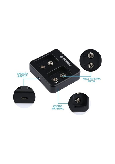 Beston M7005 Siyah 2 X 9 Volt Pil Şarj Cihazı Çok Renkli
