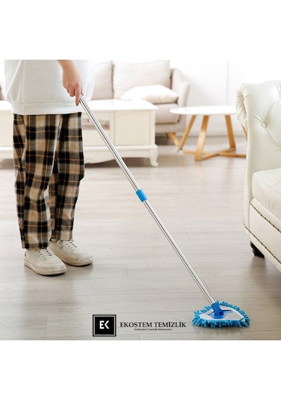 Ekostem Mini Boy Teleskopik Mikrofiber Makarna Uçlu Mavi Mop