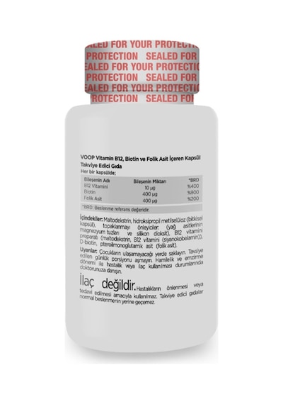 Voop B12 Biotin ve Folik Asit İçeren Takviye Edici Gıda 60 Kapsül