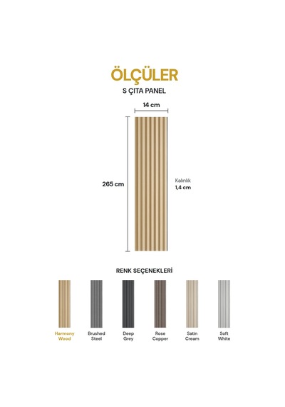 Vilo Mpc S Çıta Duvar Paneli Harmony Wood 265cm Yapıştırmalı Montaj - Neme Ve Darbeye Dayanıklı