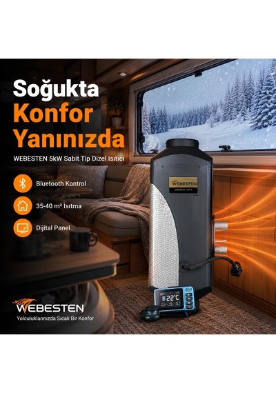 Webesten Wbs-nf-01 5kw Sabit Tip Dizel Isıtıcı 12v 24v Bluetoothlu