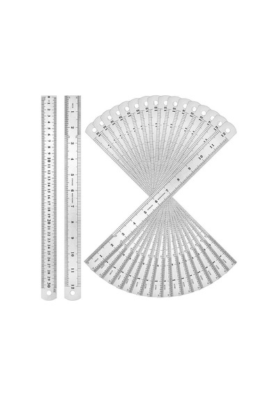 30cm 12 İnch - Çift Taraflı Paslanmaz Çelik Metal Cetvel - Kalınlık 1mm