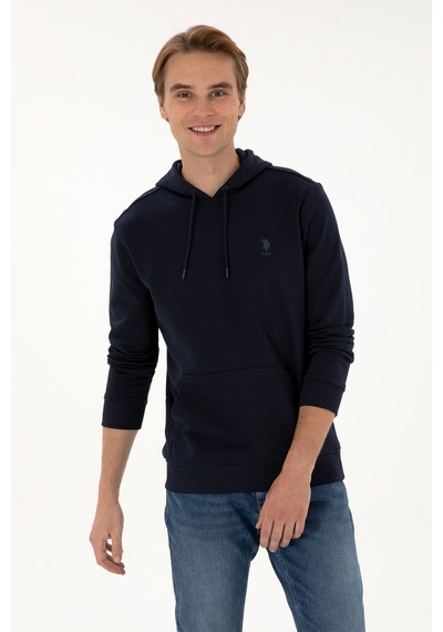 U.S. Polo Assn. Erkek Regular Fit Kapüşonlu Lacivert Basic Sweatshirt 50313720-VR033
