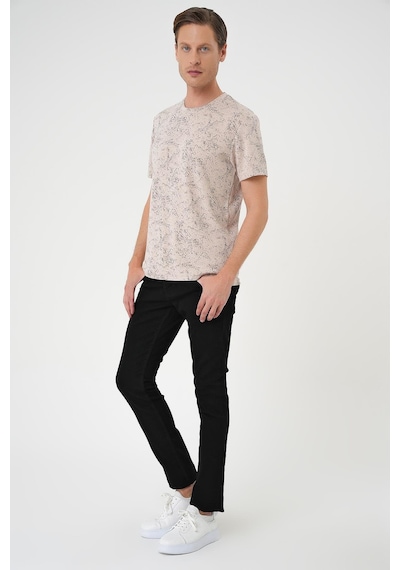 Efor Comfort Fit Bisiklet Yaka Batik Görünmlü Kısa Kol Casual Bej Tişört Ts 905 Bej